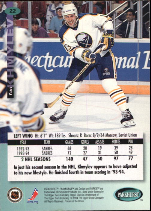 B0740- 1994-95 Parkhurst Hk Card #s 1-200 +Rookies -You Pick- 15+ FREE US SHIP - Picture 45 of 383