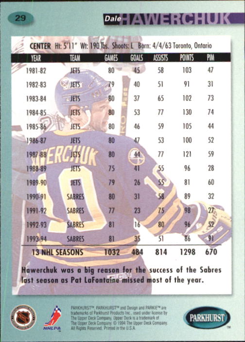 B0740- 1994-95 Parkhurst Hk Card #s 1-200 +Rookies -You Pick- 15+ FREE US SHIP - Picture 59 of 383