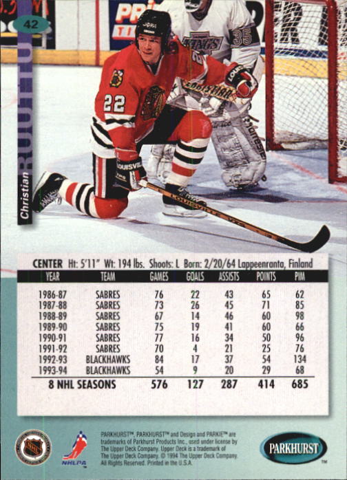 B0740- 1994-95 Parkhurst Hk Card #s 1-200 +Rookies -You Pick- 15+ FREE US SHIP - Picture 81 of 383