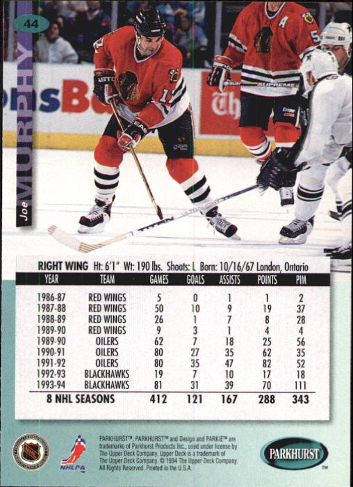 B0740- 1994-95 Parkhurst Hk Card #s 1-200 +Rookies -You Pick- 15+ FREE US SHIP - Picture 85 of 383