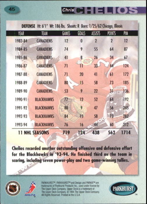 B0740- 1994-95 Parkhurst Hk Card #s 1-200 +Rookies -You Pick- 15+ FREE US SHIP - Picture 87 of 383
