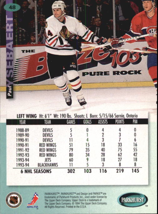 B0740- 1994-95 Parkhurst Hk Card #s 1-200 +Rookies -You Pick- 15+ FREE US SHIP - Picture 93 of 383