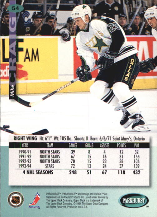 B0740- 1994-95 Parkhurst Hk Card #s 1-200 +Rookies -You Pick- 15+ FREE US SHIP - Picture 103 of 383