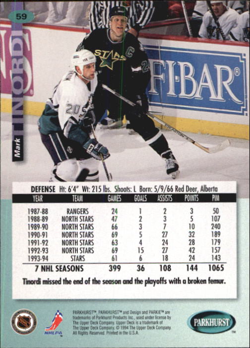 B0740- 1994-95 Parkhurst Hk Card #s 1-200 +Rookies -You Pick- 15+ FREE US SHIP - Picture 113 of 383