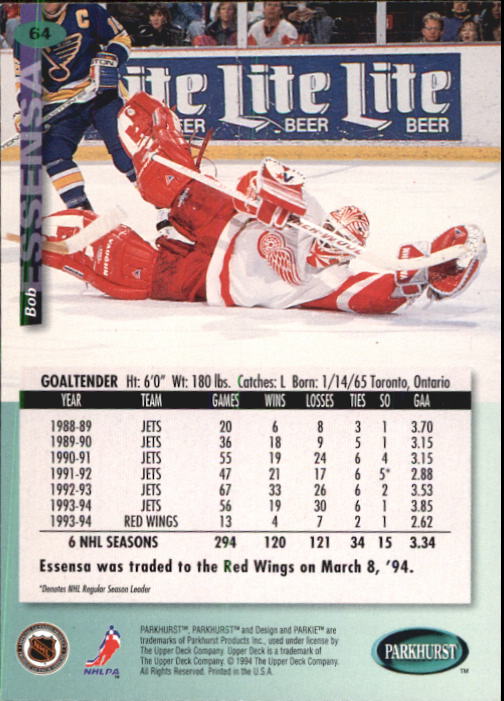 B0740- 1994-95 Parkhurst Hk Card #s 1-200 +Rookies -You Pick- 15+ FREE US SHIP - Picture 123 of 383