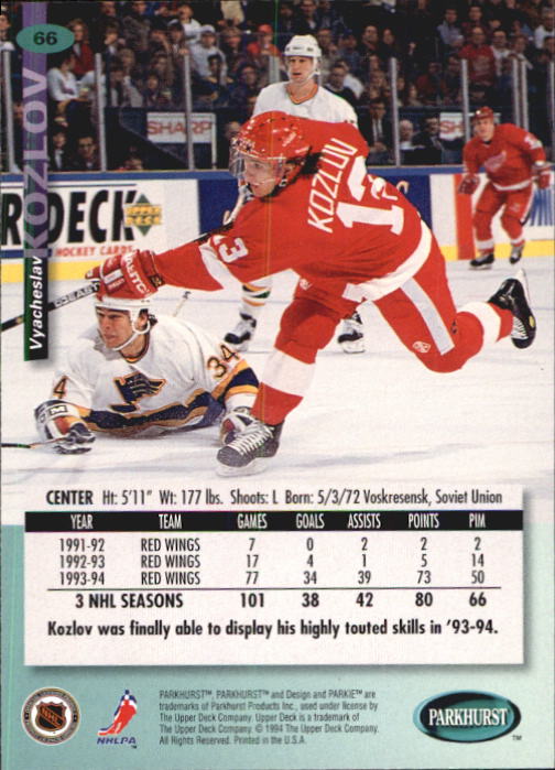 B0740- 1994-95 Parkhurst Hk Card #s 1-200 +Rookies -You Pick- 15+ FREE US SHIP - Picture 127 of 383
