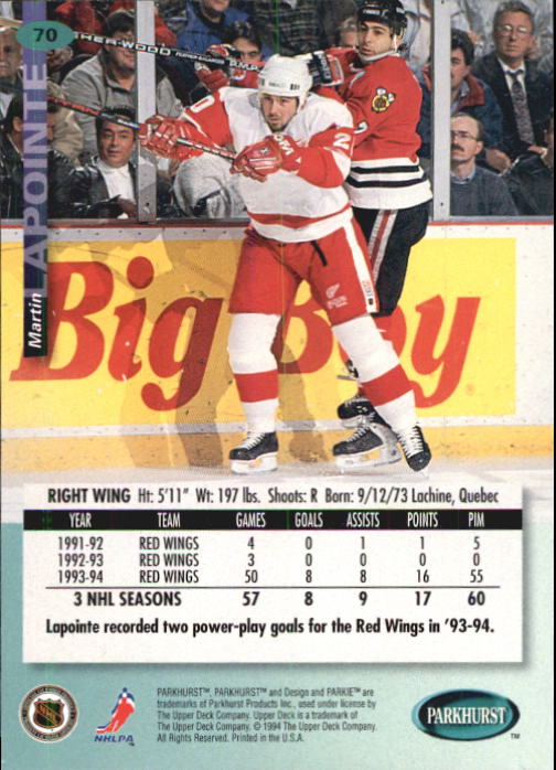 B0740- 1994-95 Parkhurst Hk Card #s 1-200 +Rookies -You Pick- 15+ FREE US SHIP - Picture 135 of 383