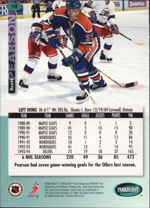 B0740- 1994-95 Parkhurst Hk Card #s 1-200 +Rookies -You Pick- 15+ FREE US SHIP - Picture 151 of 383