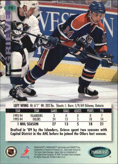 B0740- 1994-95 Parkhurst Hk Card #s 1-200 +Rookies -You Pick- 15+ FREE US SHIP - Picture 153 of 383