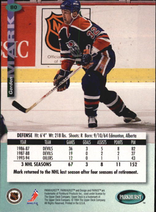 B0740- 1994-95 Parkhurst Hk Card #s 1-200 +Rookies -You Pick- 15+ FREE US SHIP - Picture 155 of 383
