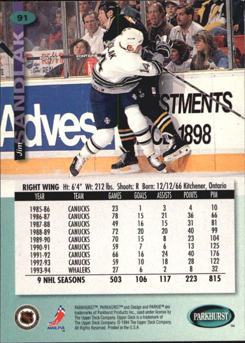 B0740- 1994-95 Parkhurst Hk Card #s 1-200 +Rookies -You Pick- 15+ FREE US SHIP - Picture 177 of 383
