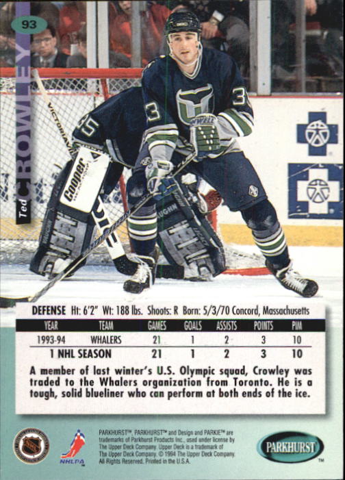 B0740- 1994-95 Parkhurst Hk Card #s 1-200 +Rookies -You Pick- 15+ FREE US SHIP - Picture 181 of 383