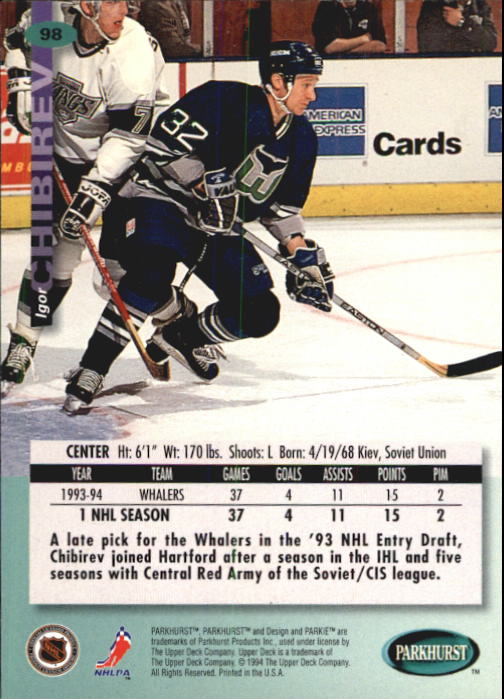 B0740- 1994-95 Parkhurst Hk Card #s 1-200 +Rookies -You Pick- 15+ FREE US SHIP - Picture 189 of 383