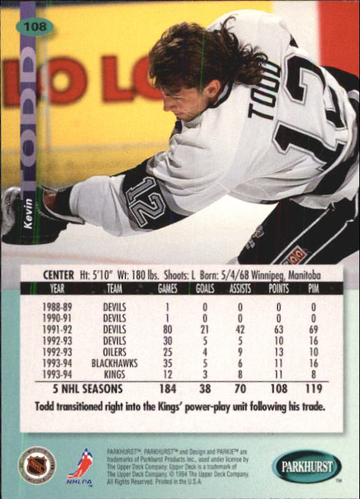 B0740- 1994-95 Parkhurst Hk Card #s 1-200 +Rookies -You Pick- 15+ FREE US SHIP - Picture 207 of 383