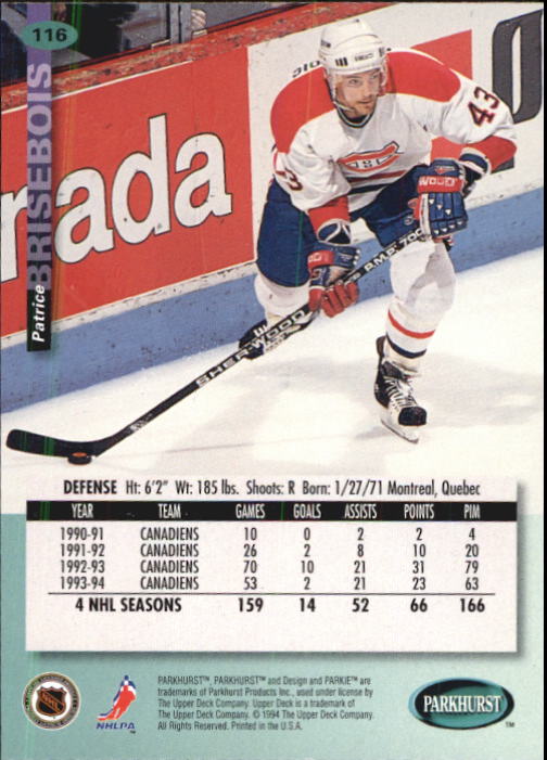 B0740- 1994-95 Parkhurst Hk Card #s 1-200 +Rookies -You Pick- 15+ FREE US SHIP - Picture 219 of 383