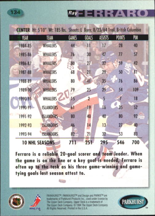 B0740- 1994-95 Parkhurst Hk Card #s 1-200 +Rookies -You Pick- 15+ FREE US SHIP - Picture 255 of 383