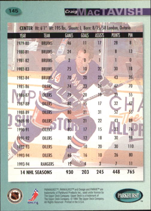 B0740- 1994-95 Parkhurst Hk Card #s 1-200 +Rookies -You Pick- 15+ FREE US SHIP - Picture 277 of 383