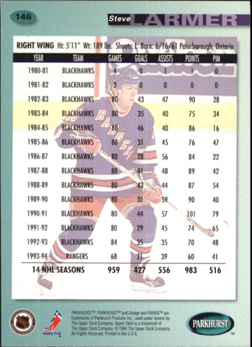 B0740- 1994-95 Parkhurst Hk Card #s 1-200 +Rookies -You Pick- 15+ FREE US SHIP - Picture 279 of 383