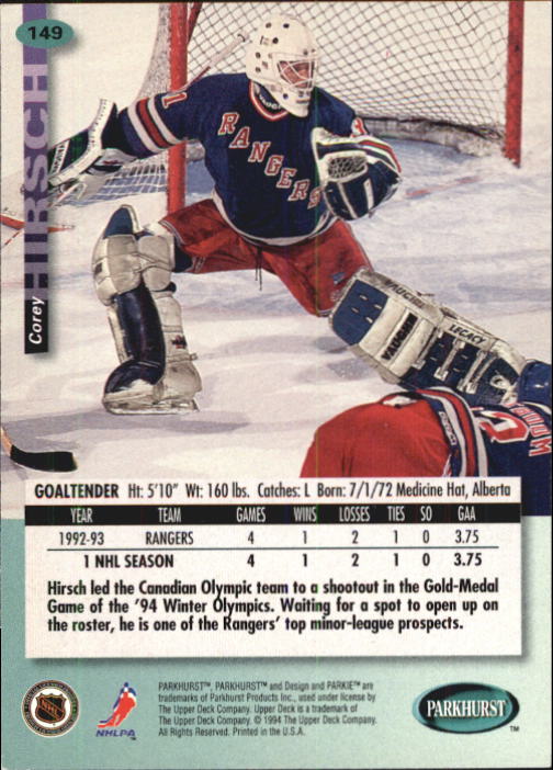 B0740- 1994-95 Parkhurst Hk Card #s 1-200 +Rookies -You Pick- 15+ FREE US SHIP - Picture 285 of 383