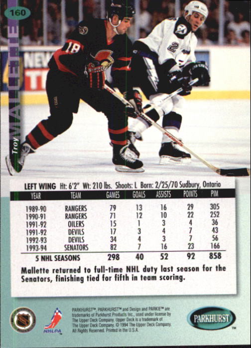 B0740- 1994-95 Parkhurst Hk Card #s 1-200 +Rookies -You Pick- 15+ FREE US SHIP - Picture 305 of 383