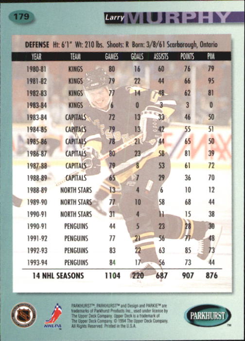 B0740- 1994-95 Parkhurst Hk Card #s 1-200 +Rookies -You Pick- 15+ FREE US SHIP - Picture 341 of 383