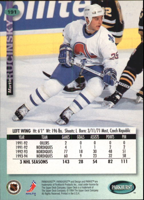 B0740- 1994-95 Parkhurst Hk Card #s 1-200 +Rookies -You Pick- 15+ FREE US SHIP - Picture 365 of 383
