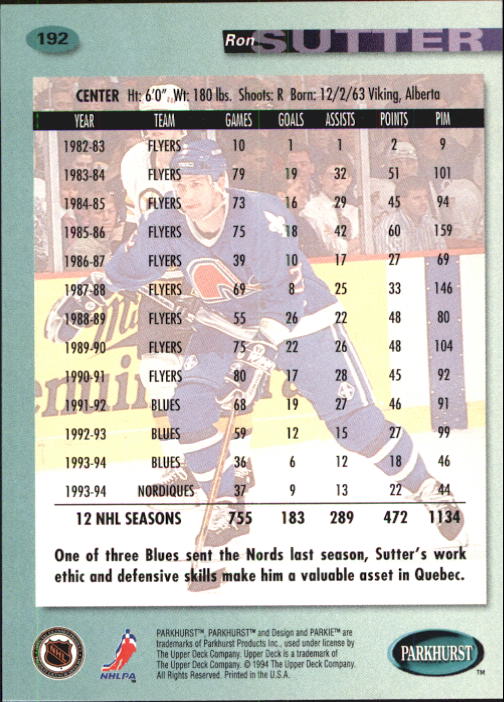 B0740- 1994-95 Parkhurst Hk Card #s 1-200 +Rookies -You Pick- 15+ FREE US SHIP - Picture 367 of 383