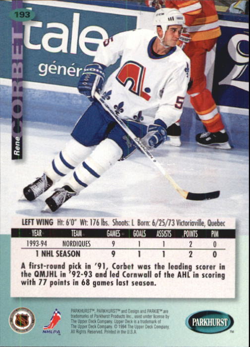 B0740- 1994-95 Parkhurst Hk Card #s 1-200 +Rookies -You Pick- 15+ FREE US SHIP - Picture 369 of 383
