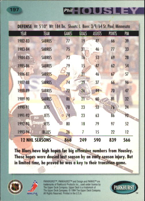 B0740- 1994-95 Parkhurst Hk Card #s 1-200 +Rookies -You Pick- 15+ FREE US SHIP - Picture 377 of 383