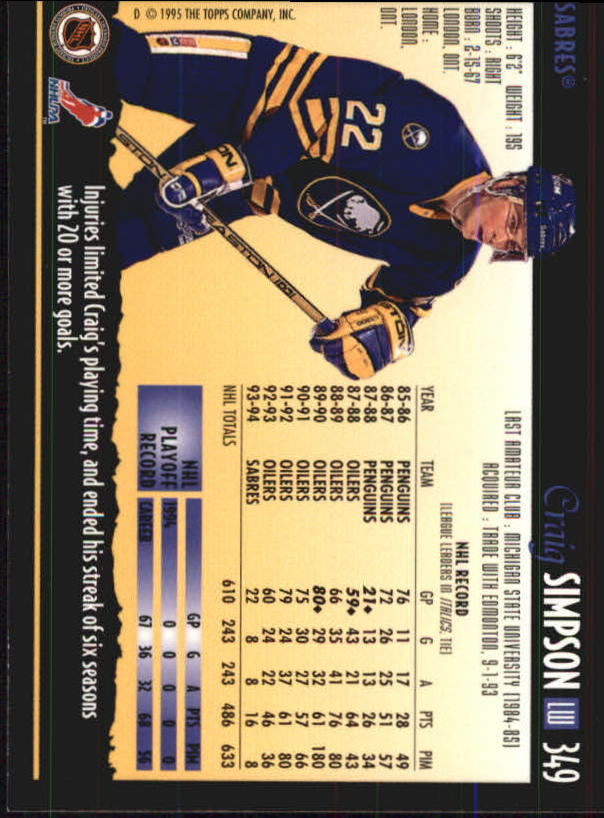1994-95 Topps Premier Hockey (Pick Card From List 251-499) C142 2-21 - Picture 151 of 381