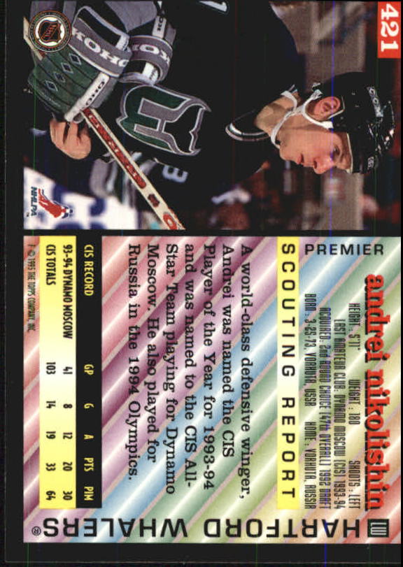 1994-95 Topps Premier Hockey (Pick Card From List 251-499) C142 2-21 - Picture 257 of 381