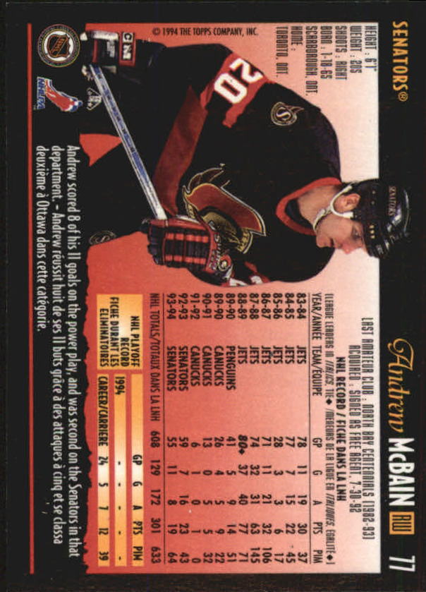 1994-95 O-Pee-Chee Premier - #216 Craig Muni