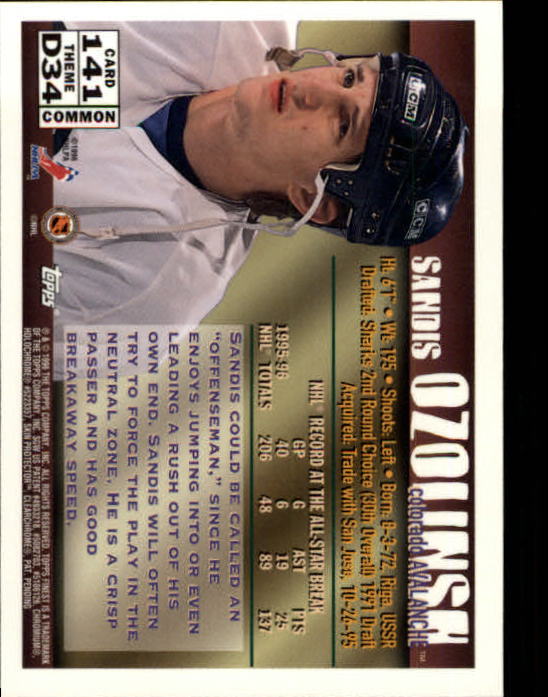 1995-96 Topps Finest - #141 Sandis Ozolinsh