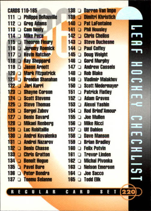 1995-96 Leaf Hockey Cards 201-330 +Rookies (A6447) - You Pick - 10+ FREE SHIP - Picture 39 of 249