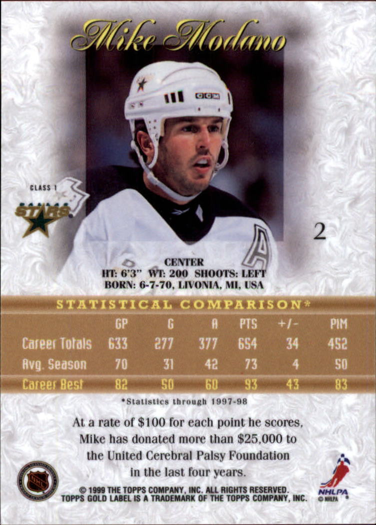 1998-99 Topps Gold Label Class 1 Hockey Card Pick