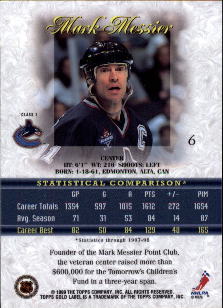 1998-99 Topps Gold Label Class 1 Hockey Card Pick