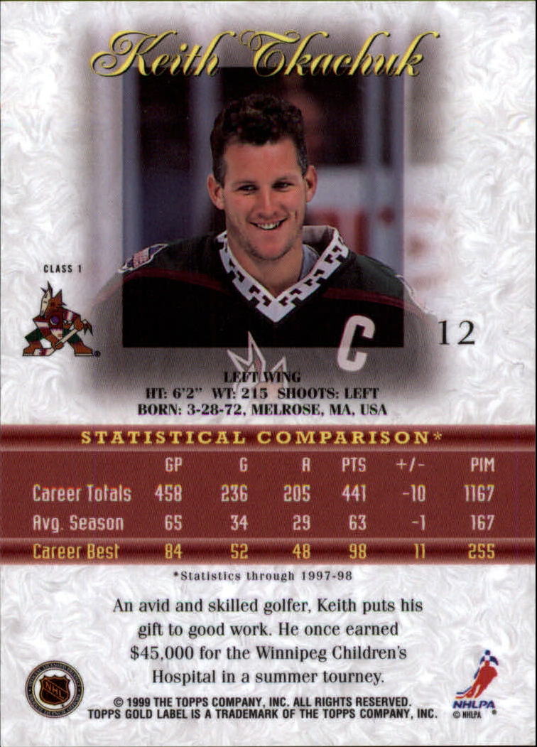 1998-99 Topps Gold Label Class 1 Hockey Card Pick