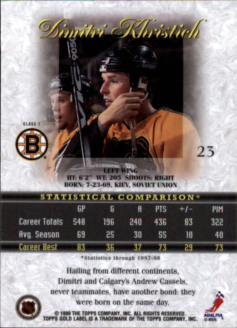 1998-99 Topps Gold Label Class 1 Hockey Card Pick