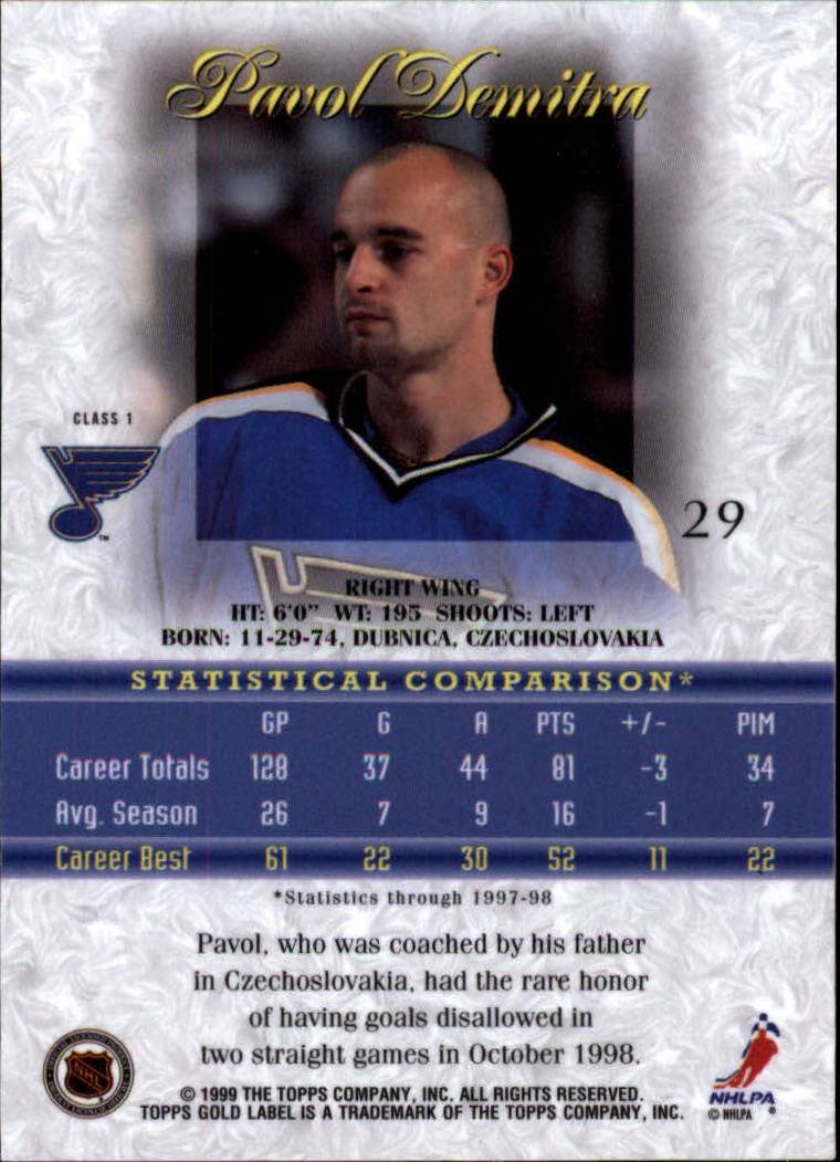 1998-99 Topps Gold Label Class 1 Hockey Card Pick