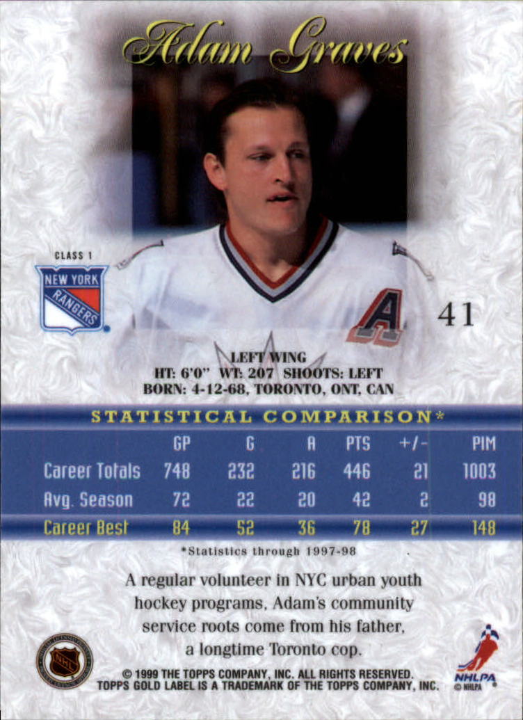 1998-99 Topps Gold Label Class 1 Hockey Card Pick