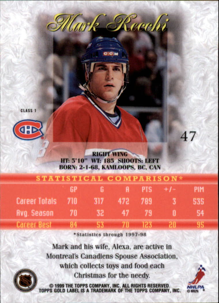 1998-99 Topps Gold Label Class 1 Hockey Card Pick