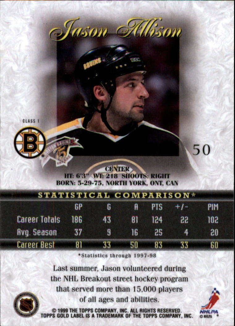 1998-99 Topps Gold Label Class 1 Hockey Card Pick