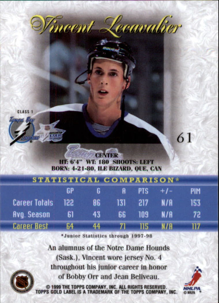 1998-99 Topps Gold Label Class 1 Hockey Card Pick