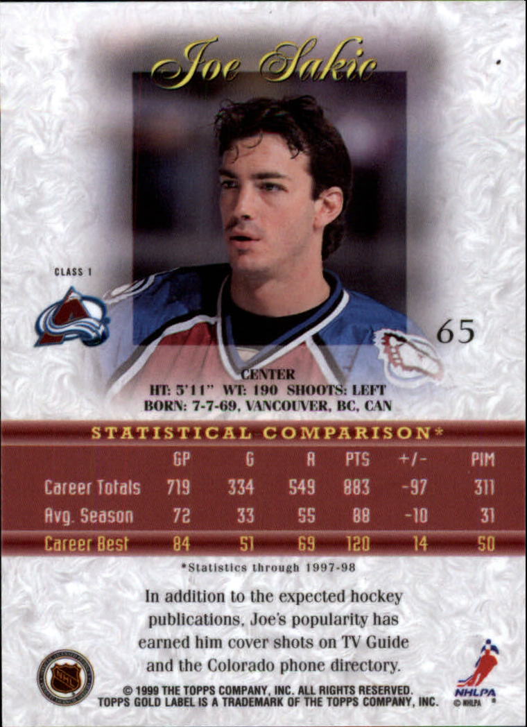 1998-99 Topps Gold Label Class 1 Hockey Card Pick