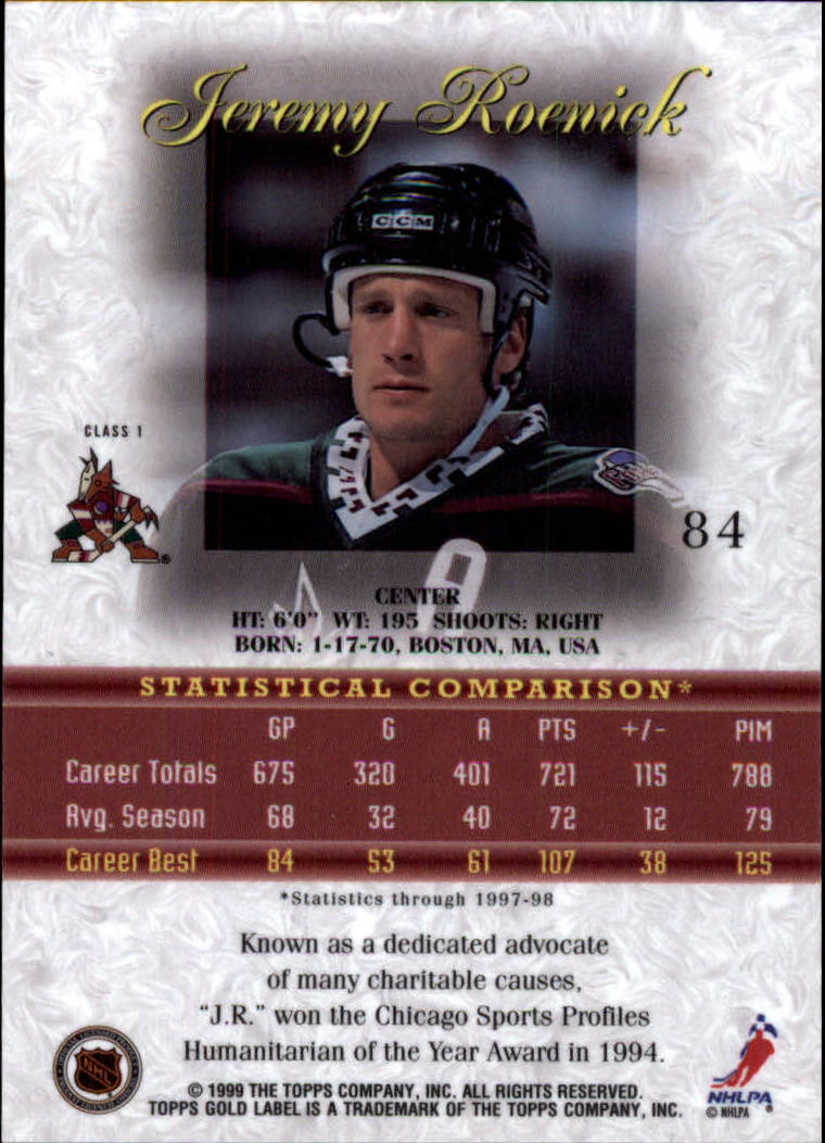 1998-99 Topps Gold Label Class 1 Hockey Card Pick