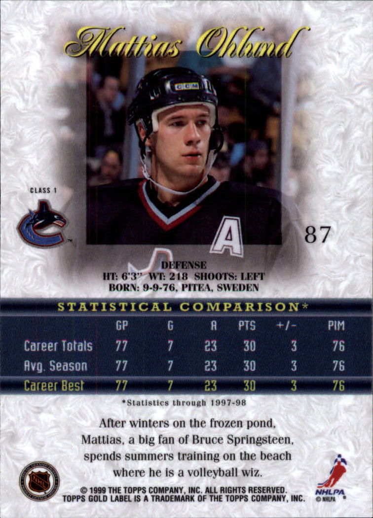 1998-99 Topps Gold Label Class 1 Hockey Card Pick