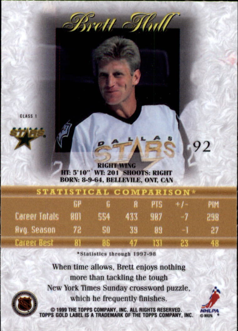 1998-99 Topps Gold Label Class 1 Hockey Card Pick