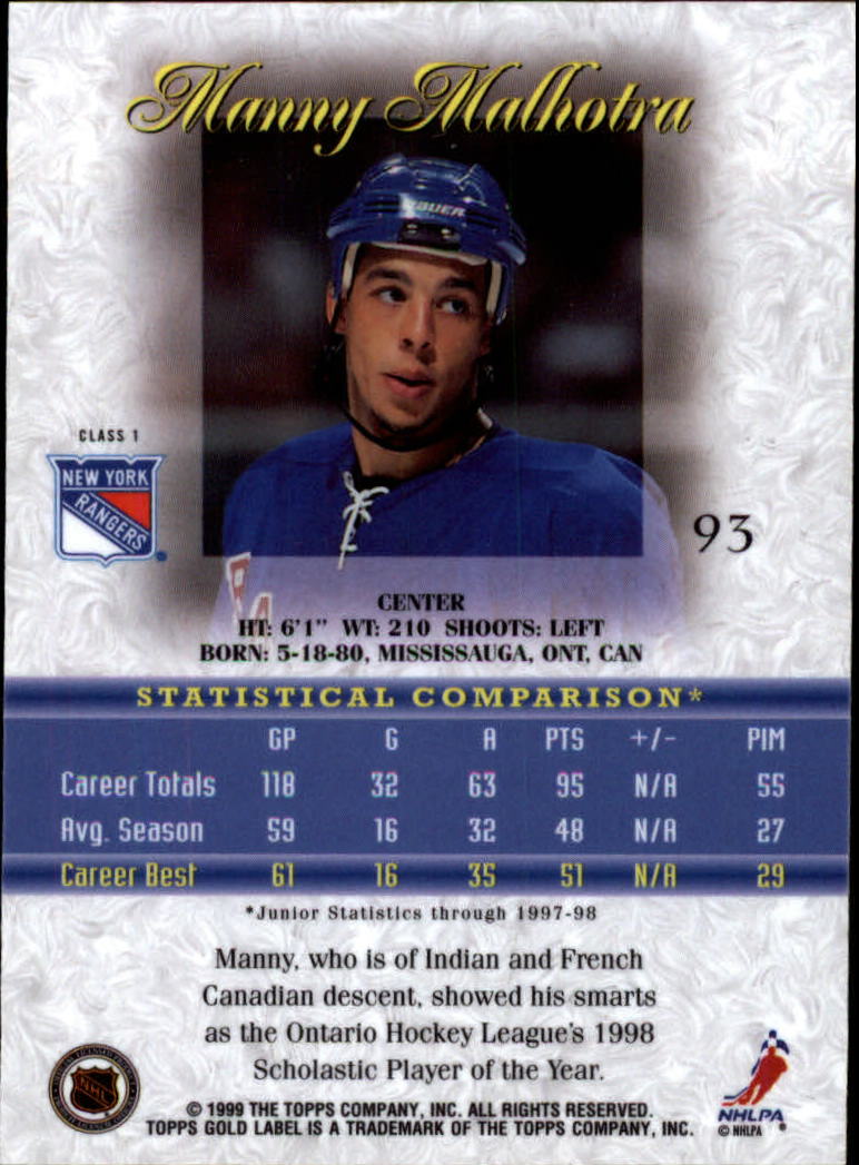 1998-99 Topps Gold Label Class 1 Hockey Card Pick