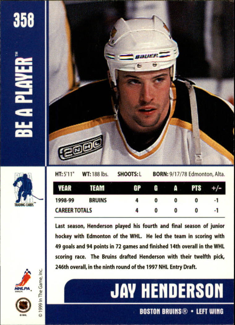 1999-00 In the Game Be A Player Memorabilia - #376 Denis Hamel (RC)