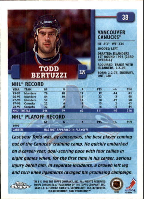 A2320- 1999-00 Topps Hockey Card #s 1-250 +Rookies -You Pick- 15+ FREE US SHIP - Bild 74 von 487